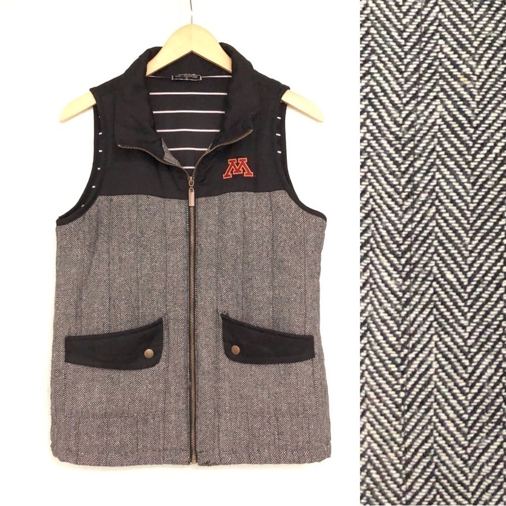 Gameday Couture University of Minnesota Embroidered Herringbone Vest Women Small